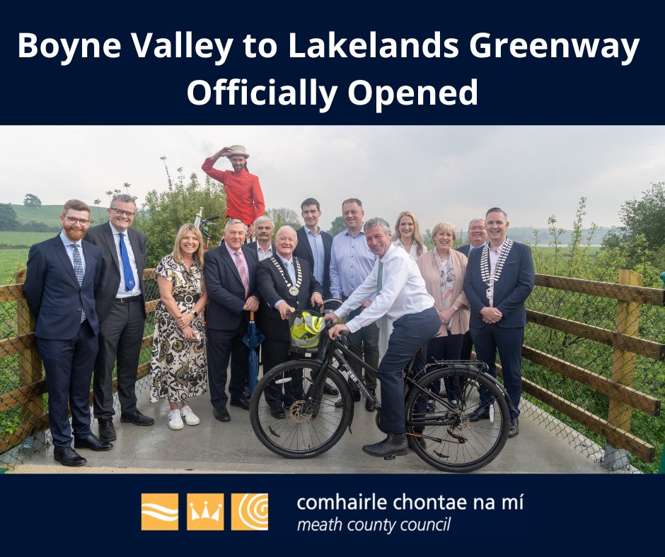 Meath County Council is delighted to announce the official opening of the Boyne Valley to Lakelands Greenway. Ireland’s newest Greenway provides a 30km car-free pathway starting at Blackwater Park in Navan and travelling along the former Midland Great Western Railway, steeped in