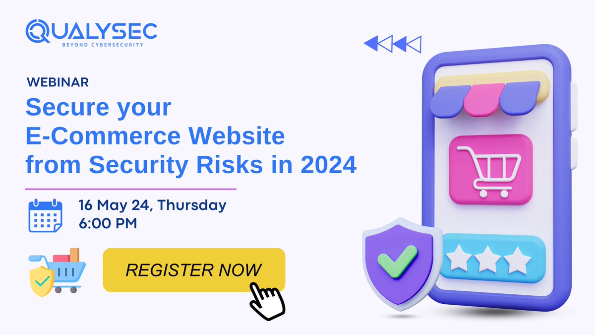 🔒 𝐖𝐨𝐫𝐫𝐢𝐞𝐝 𝐀𝐛𝐨𝐮𝐭 𝐘𝐨𝐮𝐫 𝐄-𝐜𝐨𝐦𝐦𝐞𝐫𝐜𝐞 𝐁𝐮𝐬𝐢𝐧𝐞𝐬𝐬? Join us for an exclusive webinar on 𝐌𝐚𝐲 𝟏𝟔𝐭𝐡 𝐚𝐭 𝟔 𝐏𝐌 𝐈𝐒𝐓. 𝐑𝐞𝐠𝐢𝐬𝐭𝐞𝐫 𝐇𝐞𝐫𝐞: qualysec.com/webinar/e-comm… #webinar #cybersecuritywebinar #virtualtraining #ecommerce #security