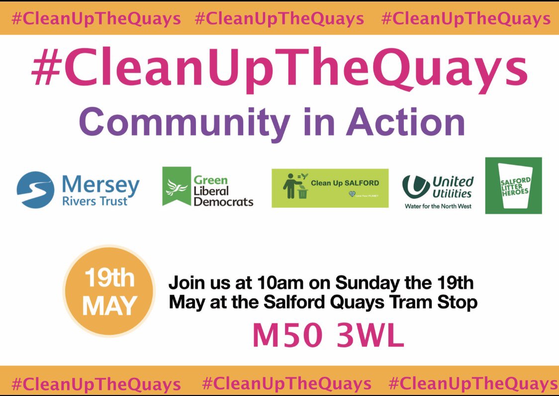 🦢🚮♻ 🦢🚮♻ 🦢🚮♻ 🦢🚮♻

CLEANUPTHEQUAYS COMMUNITY CLEAN UP THIS SUNDAY MAY 19TH TO CONTINUE OUR 2024 CAMPAIGN.

Meet at Salford Quays Tram stop at 10am and stay for as long as you want. Please let us know if you can attend by dropping us a DM! 

#CleanUpTheQuays