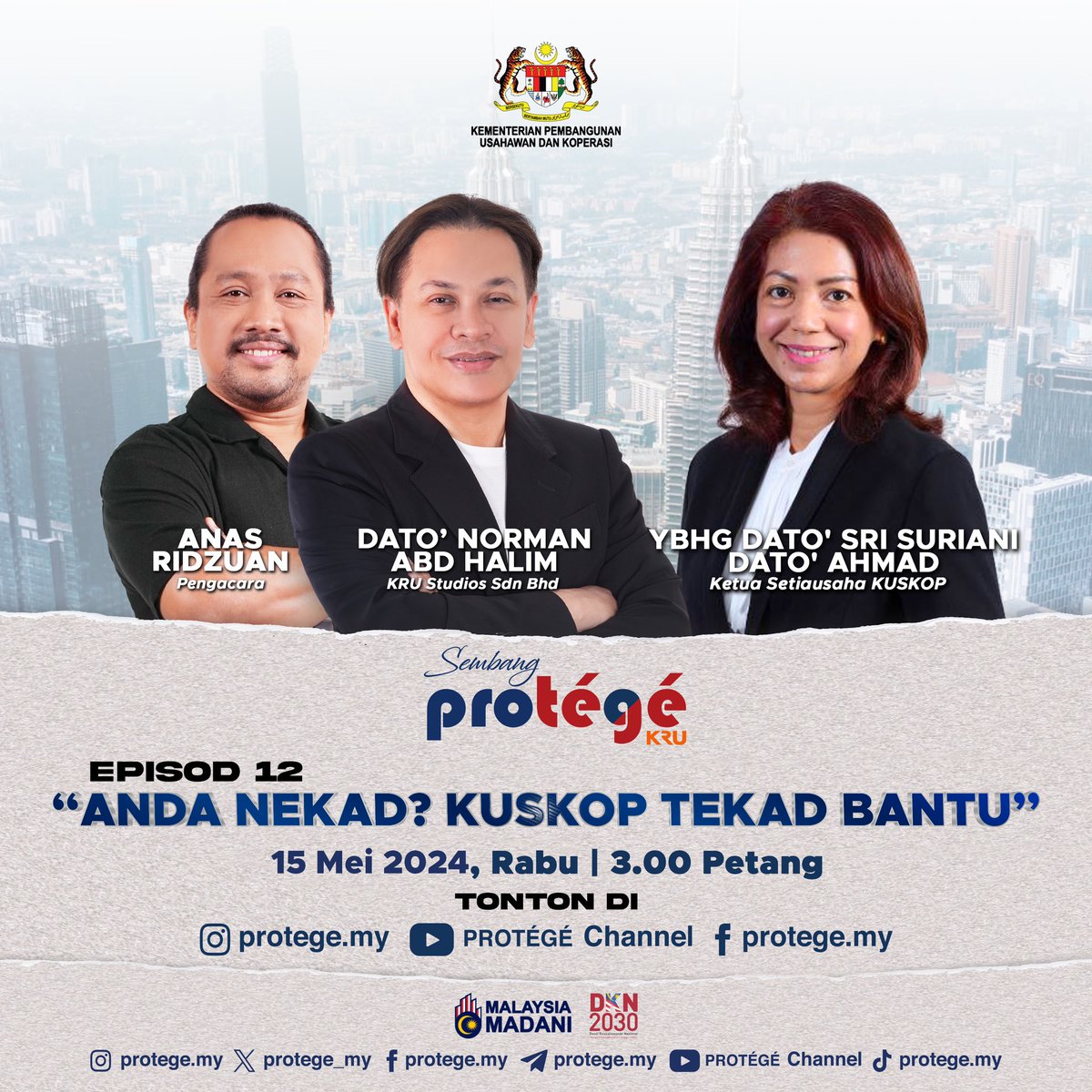 Jom saksikan perkongsian Dato’ Sri Suriani mengenai sistem dan sop dalam menjalankan perniagaan serta dapatkan tip berkaitan perniagaan secara eksklusif di laman sosial PROTÉGÉ pada 15 Mei 2024, jam 3 petang. 

#KUSKOP #PROTÉGÉ #SembangProtégé #AndaNekadKUSKOPTekadBantu