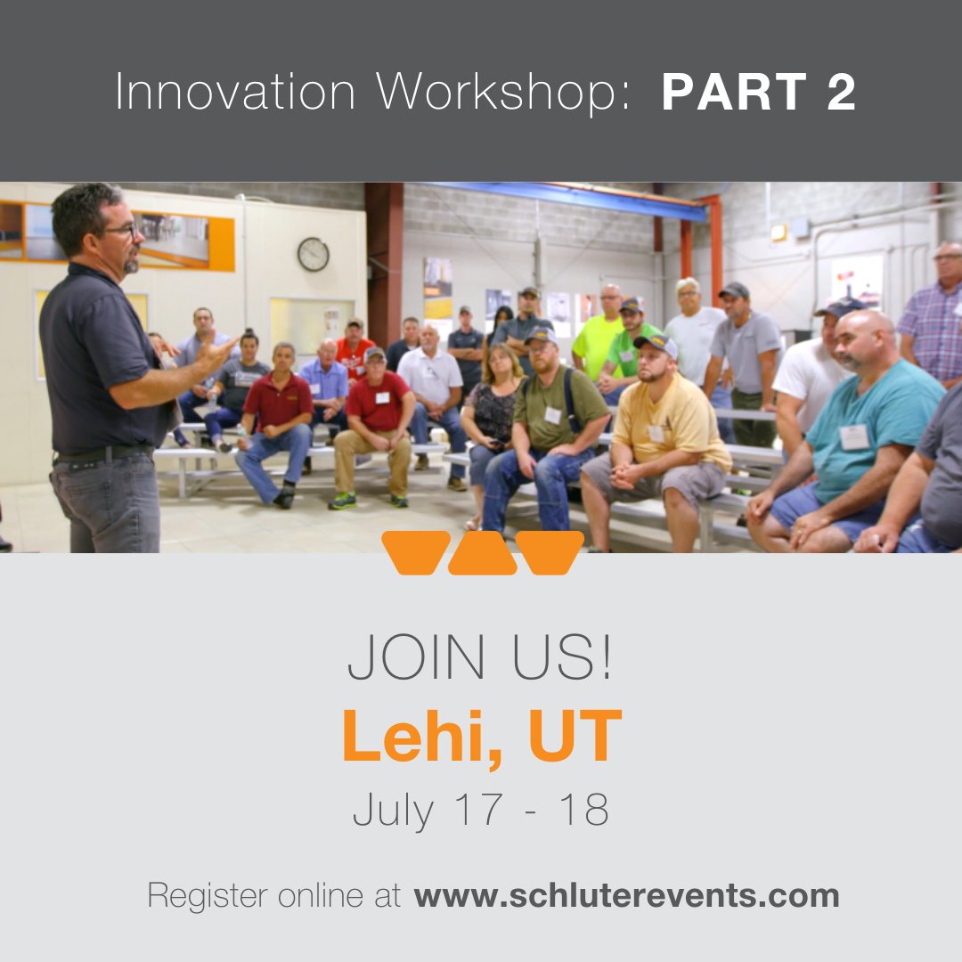 There are a few spots left for you to join us in Lehi, UT for Part 2 of our Innovation Workshop! Sign up now at schluterevents.com/en/about.php . See you then! 🍊