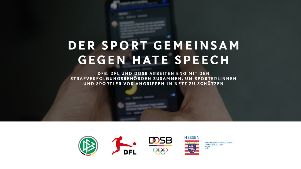Der Sport gemeinsam gegen Hate Speech 📲⛔️ Vor der #EURO2024 und #Paris2024 verstärken der @DFB, die @DFL_Official und der #DOSB die Zusammenarbeit mit den Strafverfolgungsbehörden, um Sportler*innen vor Angriffen im Netz zu schützen. Alle Infos: ➡️ dosb.de/sonderseiten/n…
