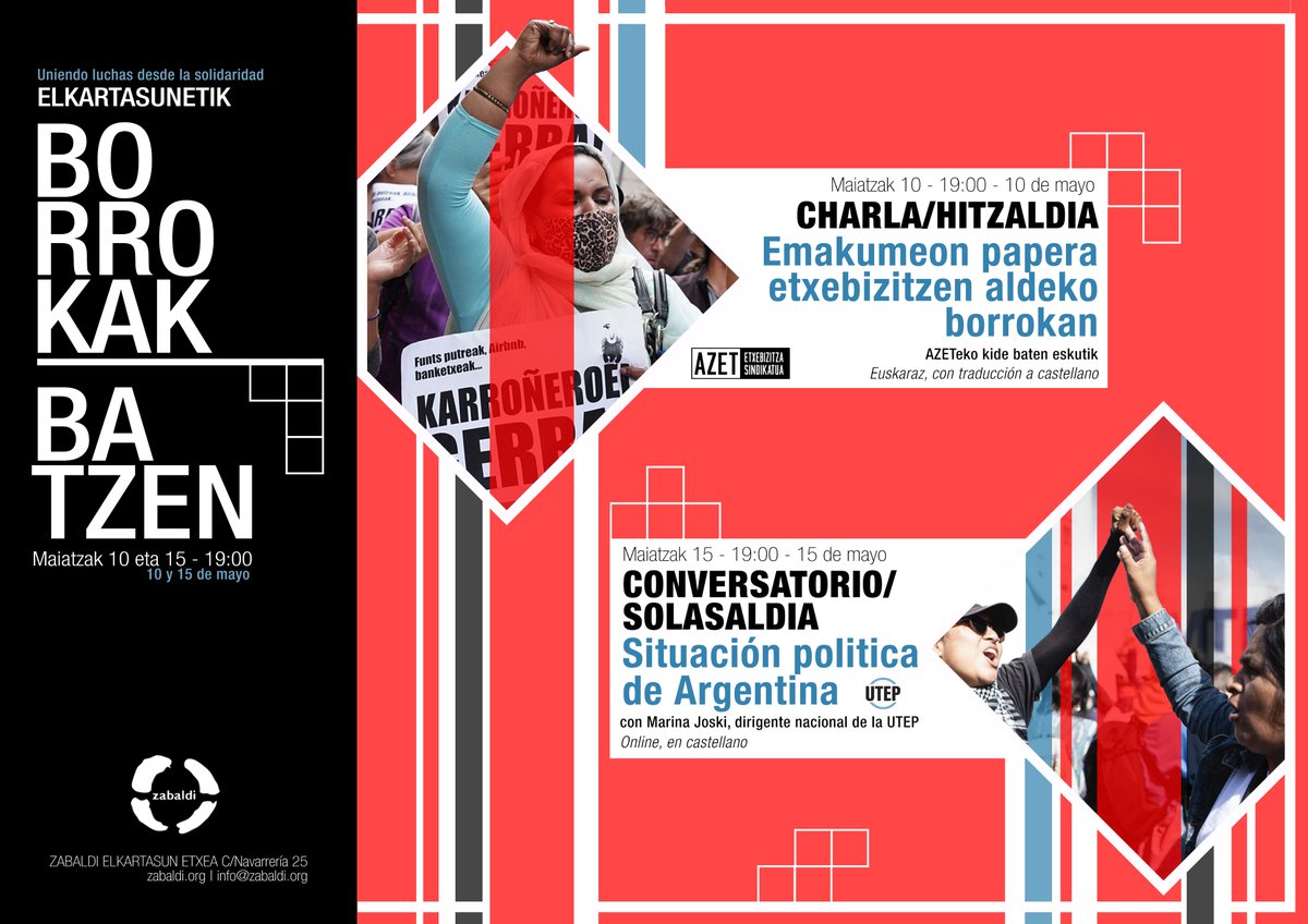 📢ELKARTASUNETIK BORROKAK BATZEN📢 Maiatzak 15 de mayo, 19:00etan SOLASALDIA/CONVERSATORIO: Conectaremos con una compañera de la UTEP para escuchar de primera mano la situación política de Argentina y sus resistencias (online, en castellano)