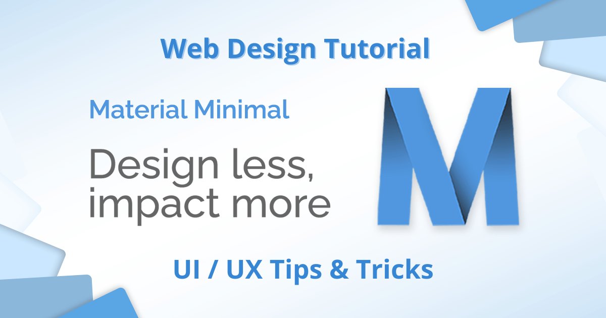 WebDesign Tutorial: #UI/#UX Tips & Tricks
Quick & Easy-to-implement Tips to improve Your Web Design - Do's & Don'ts that every #webdeveloper should know by heart.

Bring Your #Webdesign to a whole, new level👇 
material-minimal.com/learn/design-h…

#uiuxdesign #UIUX #CSS #html #design #webdev