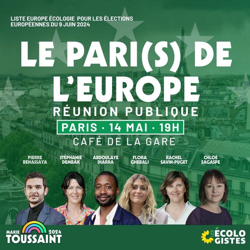 🌿 Demain au café de la Gare à Paris, retrouvez les candidat‧e‧s écologistes aux élections européennes pour une grande réunion publique ! 🗳️ 🌿Inscription par ici : form.qomon.org/reunion-publiq…