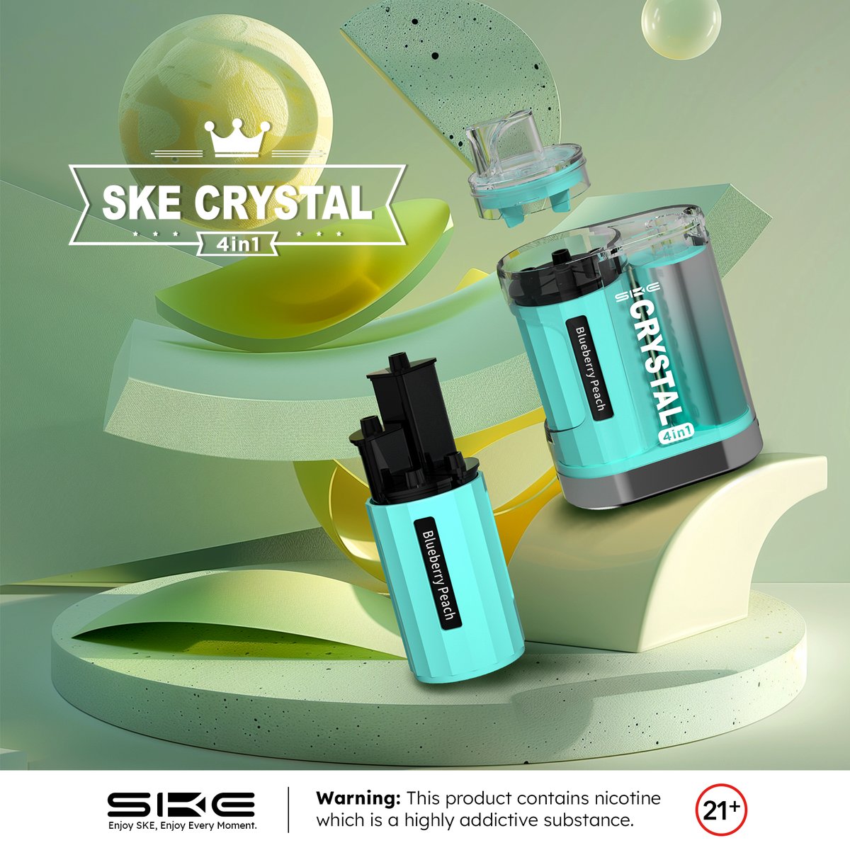 Four times the flavor, four times the fun! ✨ 

Warning: This product contains nicotine which is a highly addictive substance. You must be 21+
#skevape #ske #vapelove #vapefam #vapedaily #skecrystal #skecrystal4in1