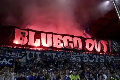 RC Strasbourg - FC Metz #ultras #UB90 #UltraBoys #Strasbourg Protestation contre le consortium #BlueCo propriétaire du #RCSA (12.05.24)