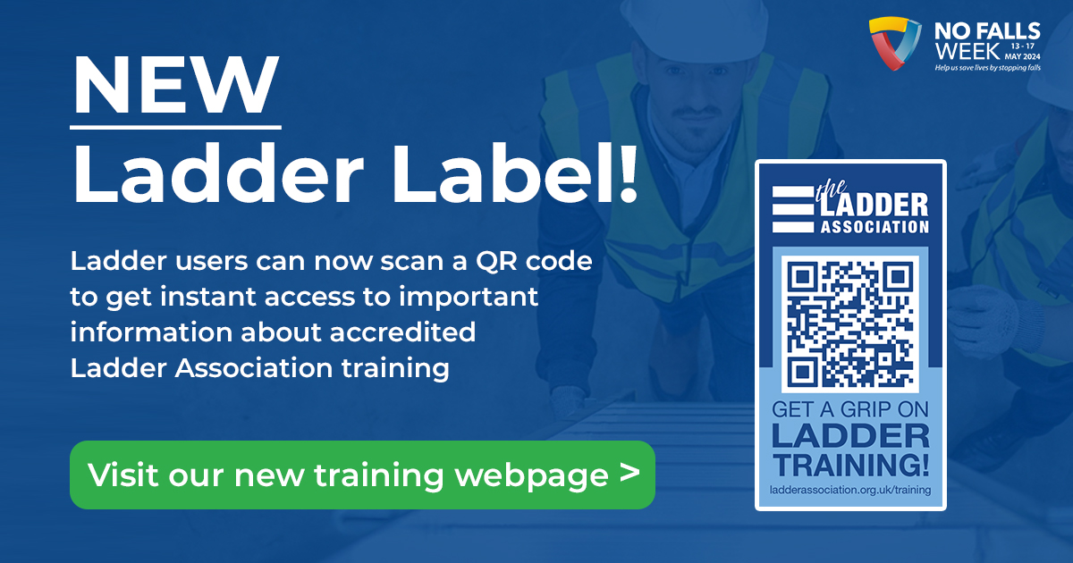 To coincide with the start of #NoFallsWeek, the Ladder Association are pleased to announce the launch of a new ladder label, designed to promote accredited Ladder Association training to ladder users at work and at home! Read more: ladderassociation.org.uk/new-ladder-lab… #getagripladder