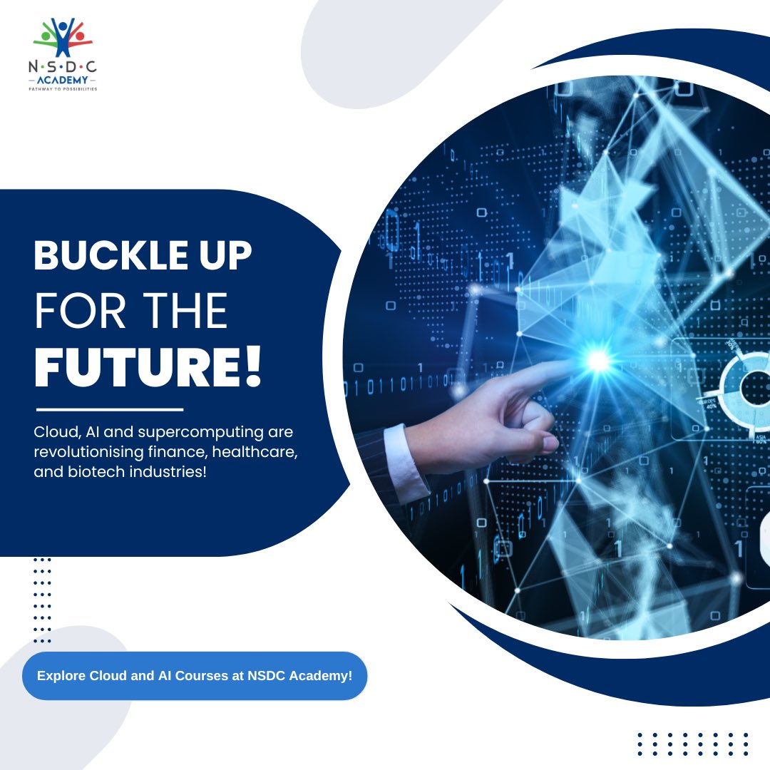 Step into a future where cloud computing, artificial intelligence, and supercomputing redefine finance, healthcare, and biotech. Are you ready to embrace it? 
 
#nsdc #nsdcacademy #edtech #upskilling #reskilling #skilling #certificationprograms #learningprograms