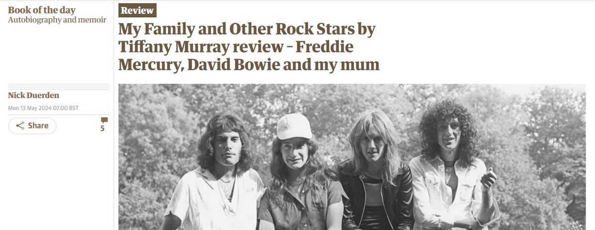 aaaaaaaaaaand MY FAMILY AND OTHER ROCK STARS is today's @GuardianBooks Book of the Day! 'Murray, a sublime memoirist, has written the most beautiful of tributes to a fierce and indomitable spirit.' yay @tiffanymurray ! theguardian.com/books/article/…