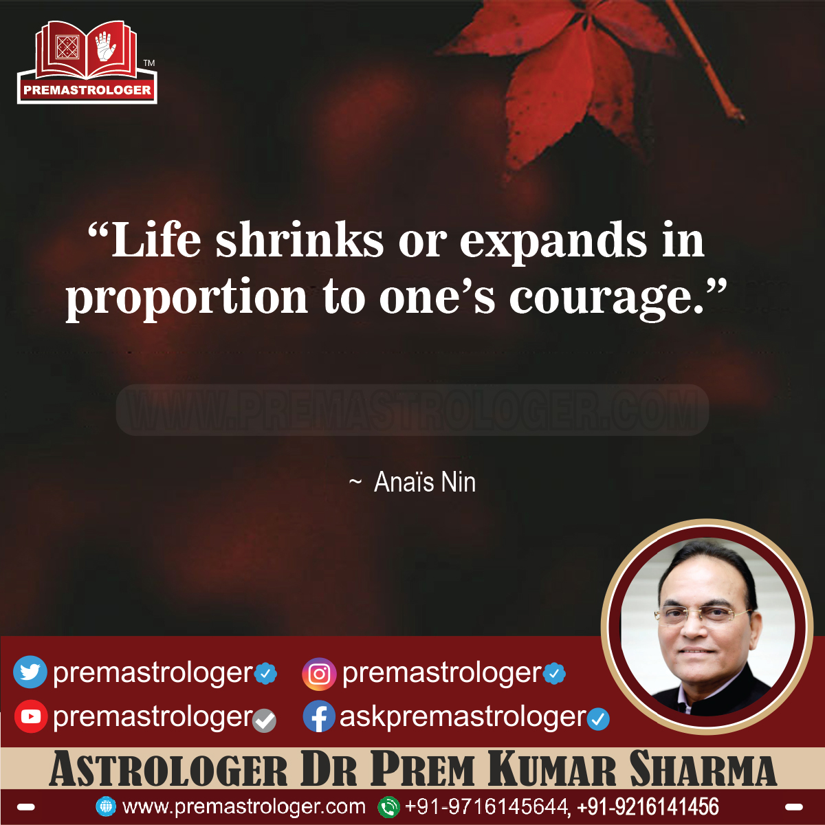 “Life shrinks or expands in proportion to one’s courage.” — Anaïs Nin #MotivationalQuotes #motivational #positivityspread #PositiveVibesOnly