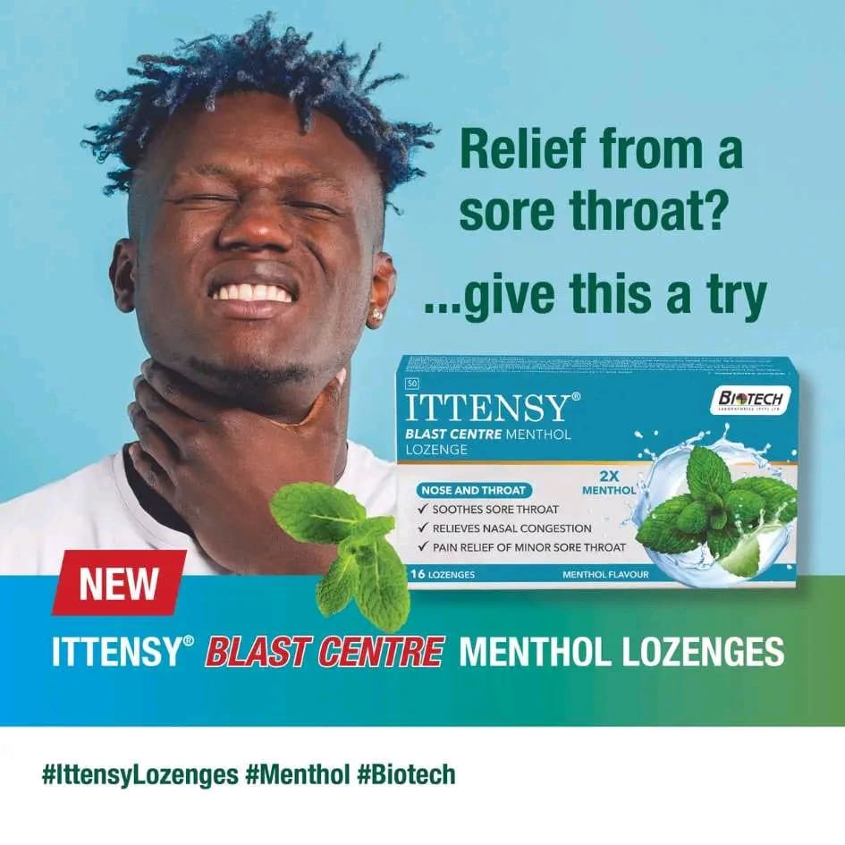 Are you having a sore throat and a nasal congestion? If yes then get a ITTENSY®️ BLAST CENTRE MENTHOL Lozenges.  enjoy the relief of a cooling sensation now. Eases sore throats and helps to relieve nasal congestion #ittensyCare
#ittensyWellness