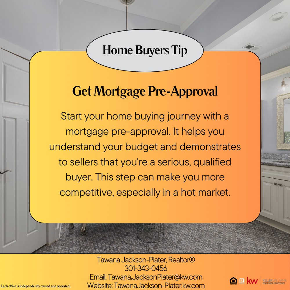 Ready to buy a home? First step: Get pre-approved for a mortgage! It shows sellers you're serious and helps you understand your budget. Start your home buying journey with confidence. #MortgagePreApproval #HomeBuyingTips #Realtor #RealEstateAgent #Mortgage #HomebuyingAdvice🏡