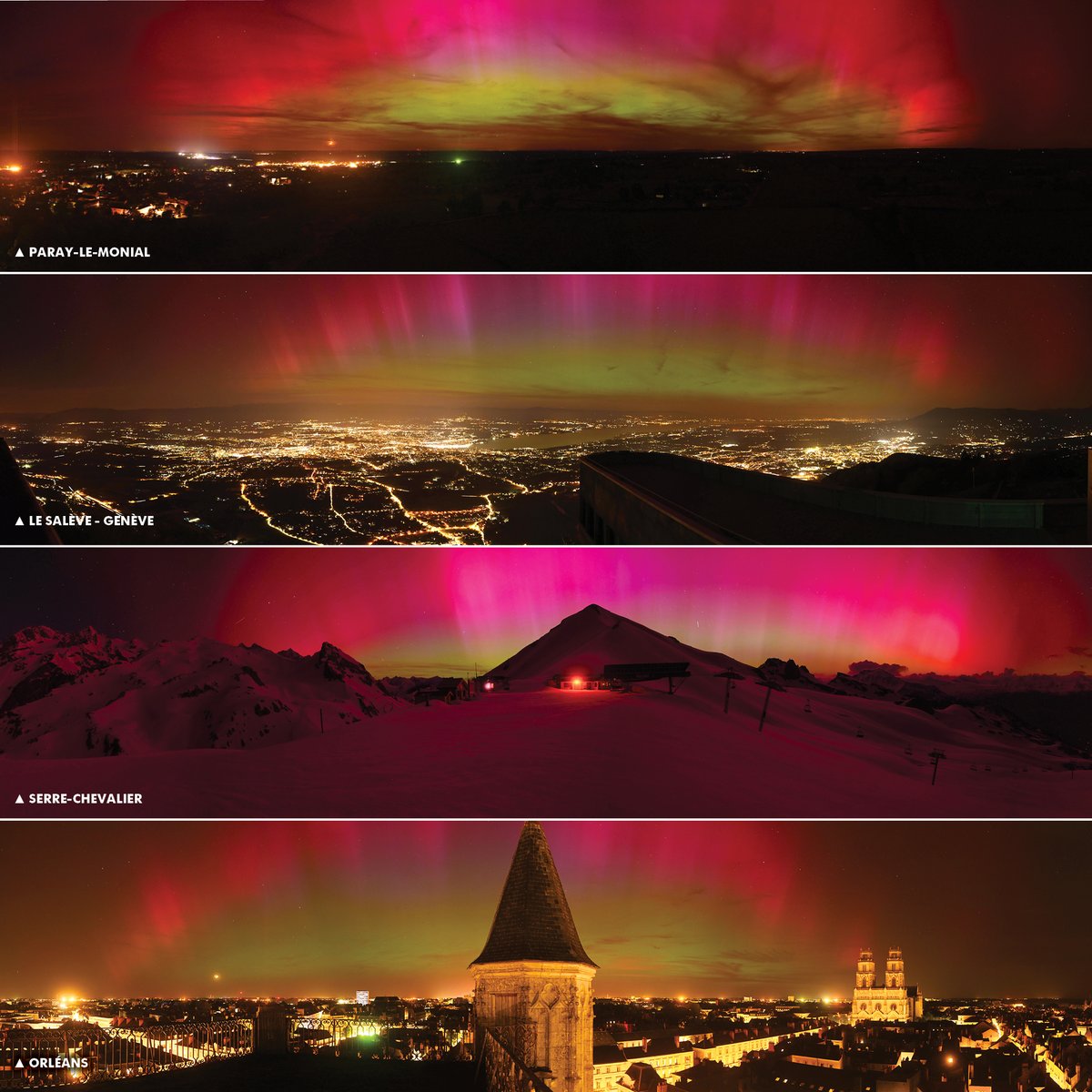 Retour en images sur une nuit exceptionnelle pour les #webcams @skaping 
#auroresboréales @ledauphine @meteofrance @franceinfo @AurorAlpes 
Notre sélection : about.skaping.com/2024/05/13/aur…