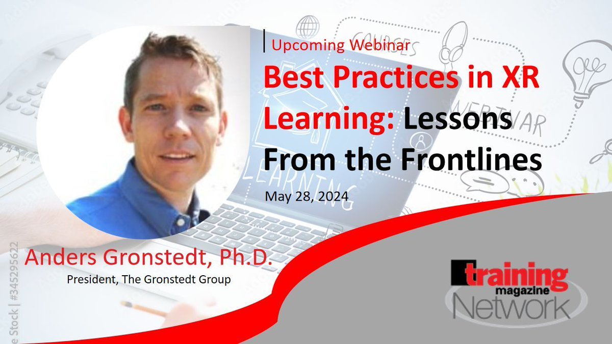 FREE WEBINAR, Best Practices in #XR #Learning: Lessons From the Frontlines
@AndersGronstedt REGISTER: buff.ly/3JDLgTD #XRLearning #training #traininganddevelopment #learninganddevelopment #bestpractices