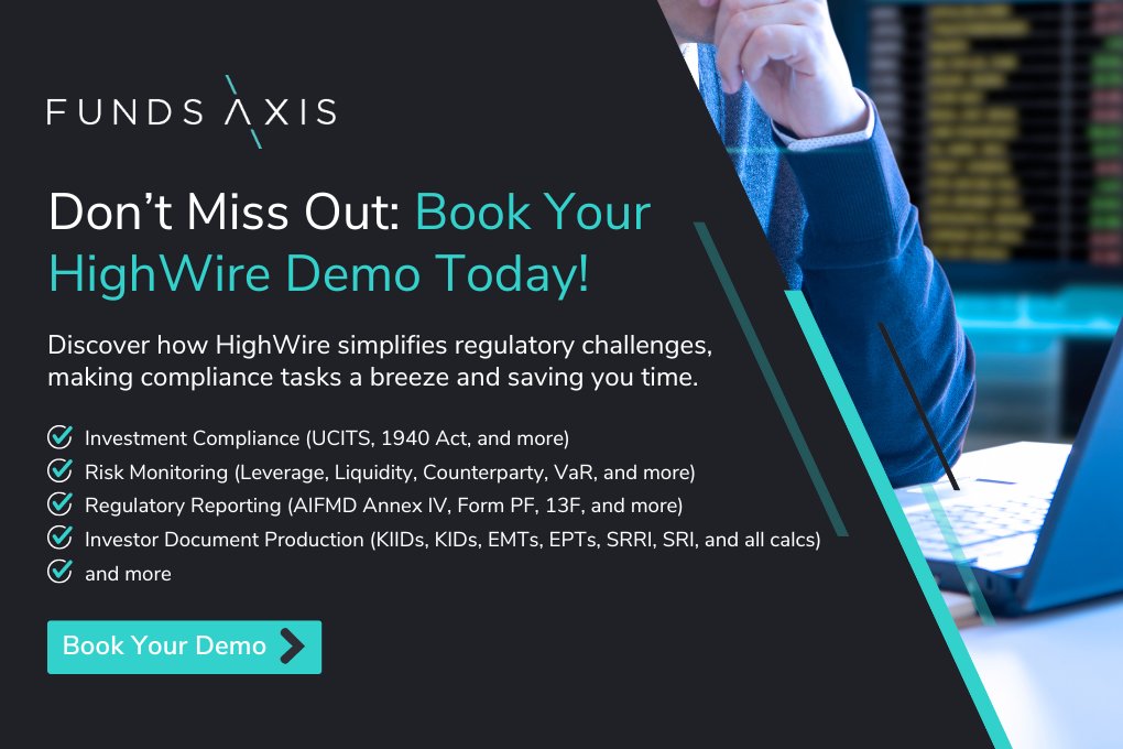 𝗗𝗼𝗻’𝘁 𝗠𝗶𝘀𝘀 𝗢𝘂𝘁: 𝗕𝗼𝗼𝗸 𝗬𝗼𝘂𝗿 𝗛𝗶𝗴𝗵𝗪𝗶𝗿𝗲 𝗗𝗲𝗺𝗼 𝗧𝗼𝗱𝗮𝘆!

👉 funds-axis.com

#HighWire #RegulatoryReporting #InvestmentCompliance #RiskMonitoring #LiquidityRisk #Depositaries #FundDocuments #UCITS #AIFMD #PRIIPs #KID #UCITS #RegTech #FinTech