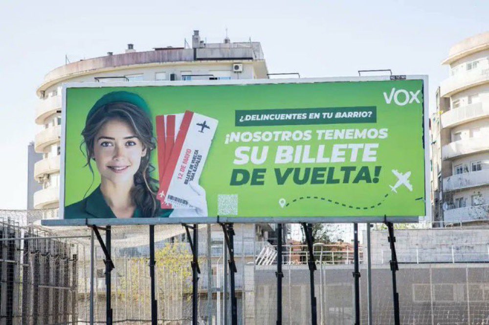 « Des délinquants étrangers dans votre quartier ? Nous avons leur billet retour »

Incroyable campagne du parti espagnol @vox_es 👑