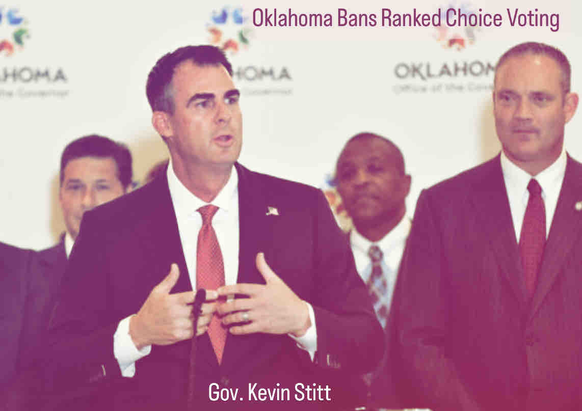 Gov. Kevin Stitt signs bill to ban ranked choice voting. Stitt signed House Bill 3156 that prohibits the use of ranked choice voting.  Under ranked choice voting, voters rank candidates by preference. news.yahoo.com/gov-kevin-stit…