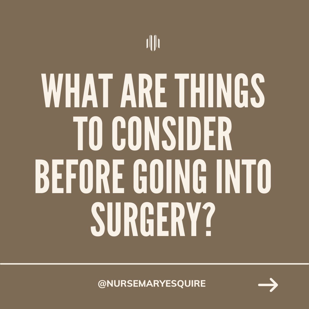 nursemaryesq's tweet image. Before undergoing surgery, it's essential to consider several important factors to ensure the best possible outcome and minimize risks. #SurgeryTips #PatientEducation #InformedDecisions #HealthcareJourney #OptimizeOutcome #PreSurgery