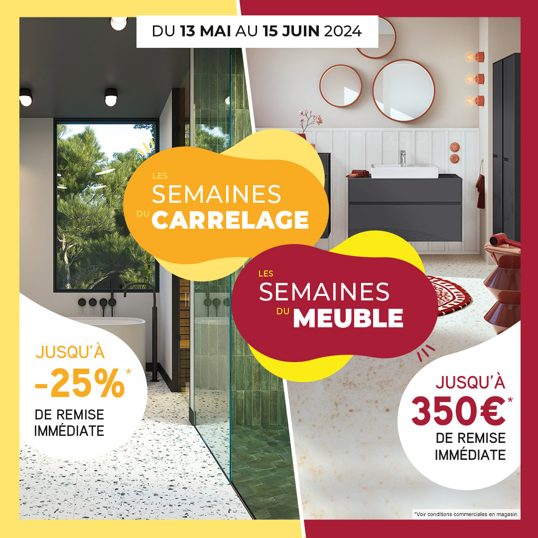 🚨🤔 Envie de #rénover votre #carrelage ou votre #salledebains ? C'est le moment PARFAIT pour passer à l'action... Bénéficiez dès aujourd'hui de remises incroyables chez #EspaceAubade avec les #SemainesduMeuble &amp; #SemainesduCarrelage 👀 urlz.fr/qAkS #promo #offre