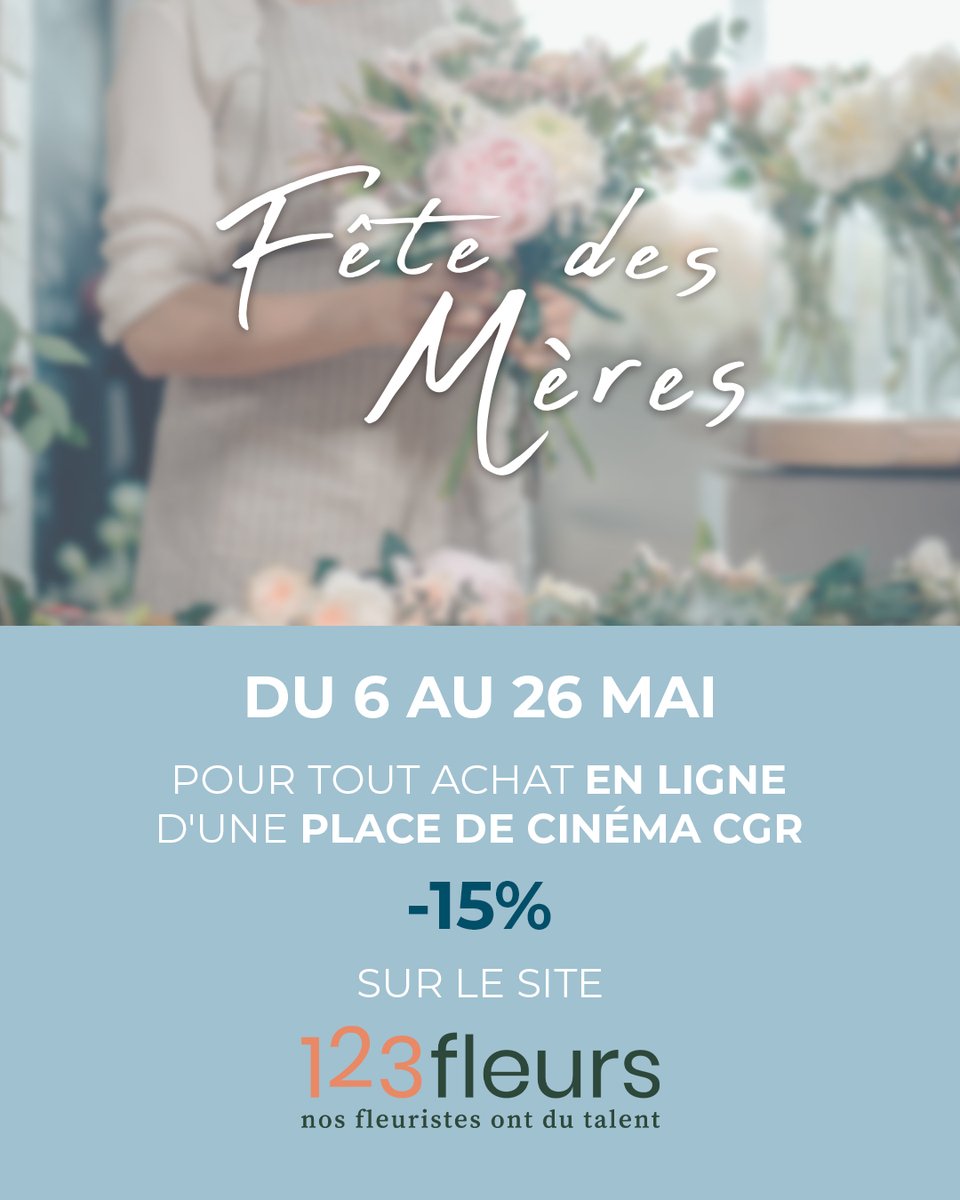 La fête des mères approche alors on a décidé de t'aider à lui faire un beau cadeau 💐 Jusqu'au 26 mai pour tout achat d'une place en ligne, profite de -15% sur le site 123 fleurs !