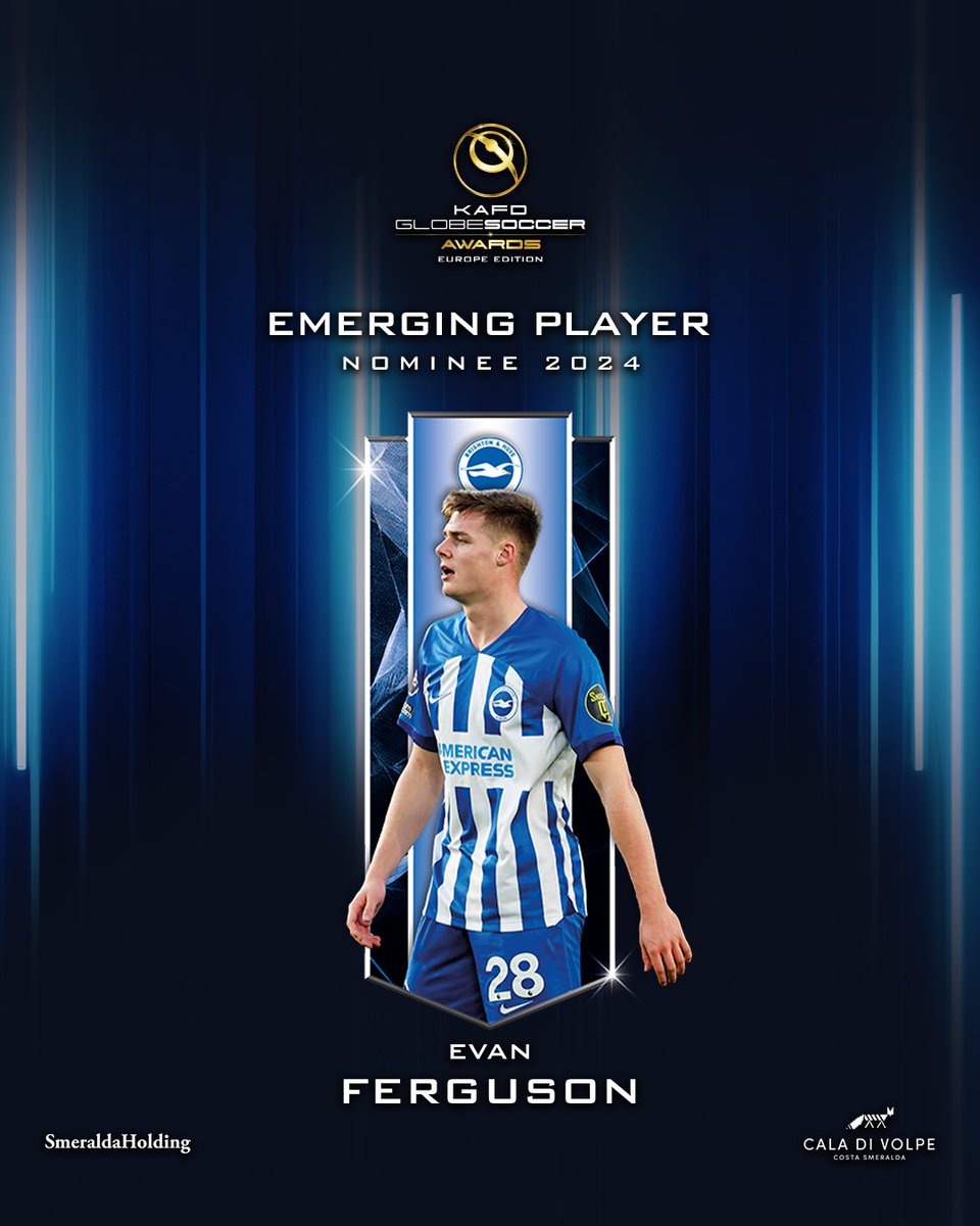 Will Evan Ferguson be named EMERGING PLAYER at the KAFD #GlobeSoccer European Awards?⁣⁣⁣⁣⁣⁣⁣⁣⁣⁣⁣⁣⁣⁣⁣⁣⁣⁣⁣⁣ 🤴 Your vote matters! vote.globesoccer.com/vote/euro-emer…

@evan_ferguson9 #KAFD #HotelCaladiVolpe #SmeraldaHolding