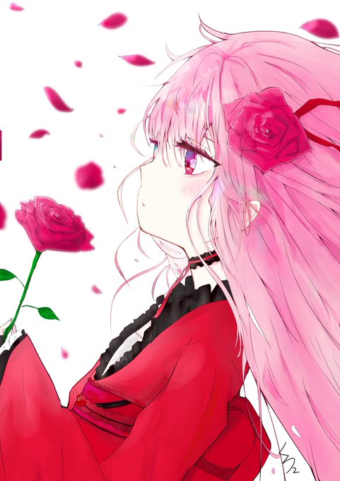「hair ornament red rose」 illustration images(Latest)