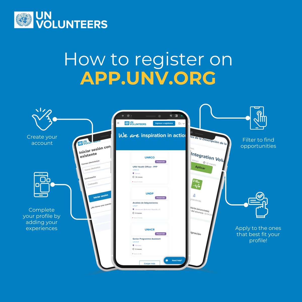 Registering your profile on the app.unv.org is quick and easy - only 4️⃣ steps towards becoming a part of our Talent Pool. Dive into a fulfilling professional UN Volunteer experience within the @UN system while receiving an allowance and other benefits.