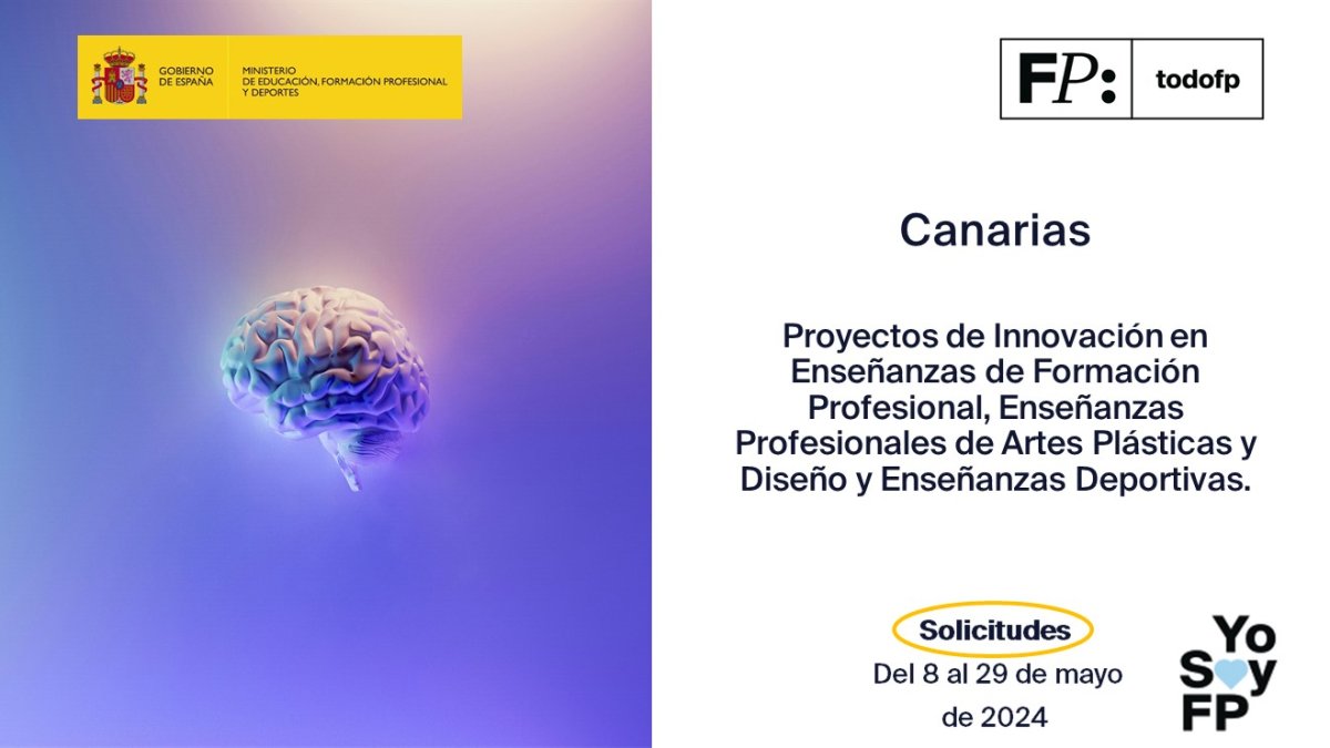 📢 #FPCanarias. Proyectos de Innovación 2024-2025. Centros de FP #TodoFP #YoSoyFP 🔴 Solicitudes: Del 8 al 29 de mayo de 2024. 🔎 gobiernodecanarias.org/educacion/web/…