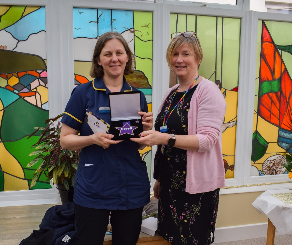 STMHospice's tweet photo. It was an exciting day for Clair &amp; Laurie, who were presented with surprise Cavell Star Awards!

@CavellCharity Star Awards give fantastic nursing teams a morale boost and is a way to say a big thank you for incredible work. 👏 👏 

#Hastings #Rother #Hospice #CavellStarAward https://t.co/d52Dir7kJh