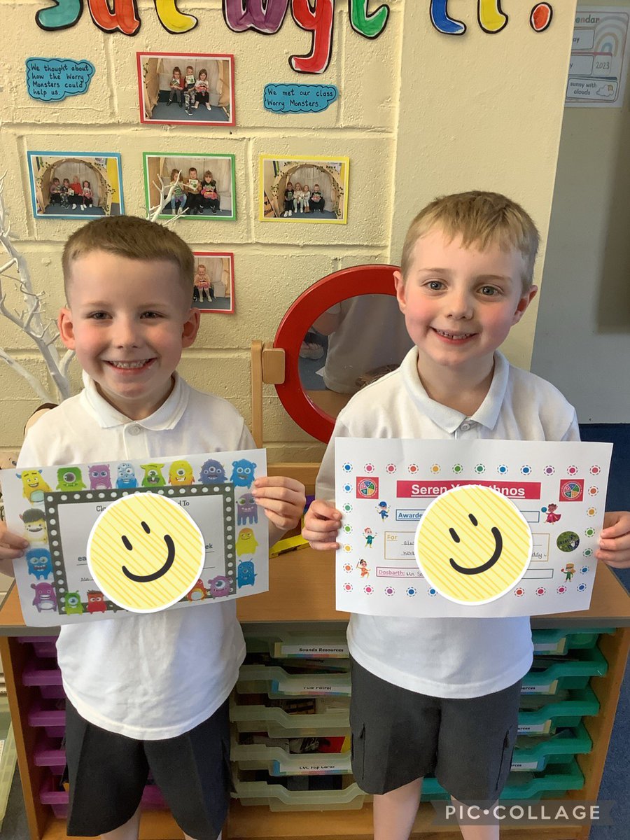 Dosbarth Mrs Saunders and Mrs Glynn ~ Congratulations to our Star of the Week and our Dojo Champion! We are very proud of you both 🌟⭐️🌟
