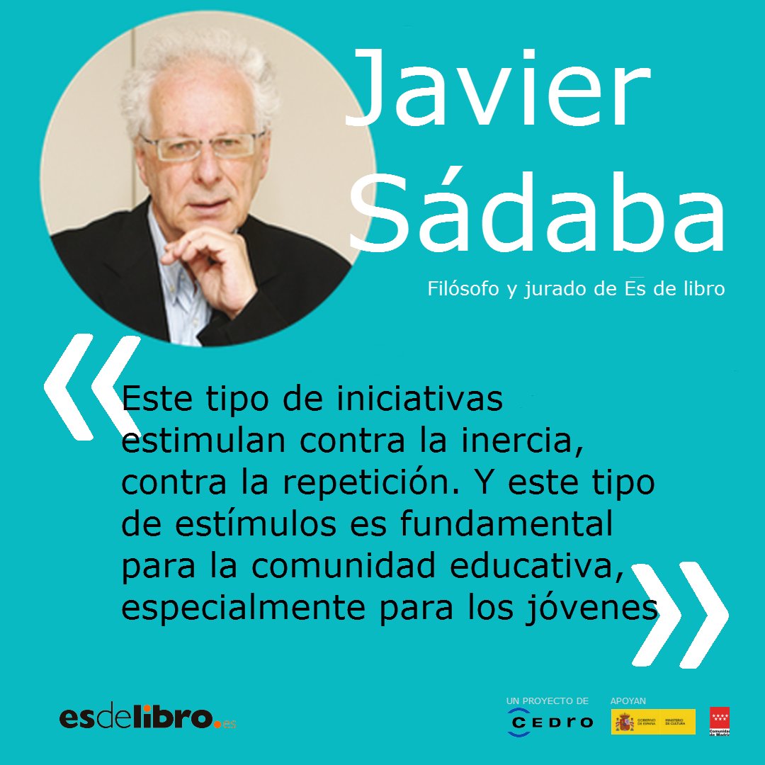 El jurado del concurso de trabajos #Esdelibro #ESO #Bachillerato lo componen Javier Sádaba, Margarita Prado, Carme Riera... 👉esdelibro.es/el-jurado 📰Suscríbete a nuestro boletín para saber pronto el resultado: bit.ly/3dUD5R8 Apoyan @culturagob y @CulturaCMadrid