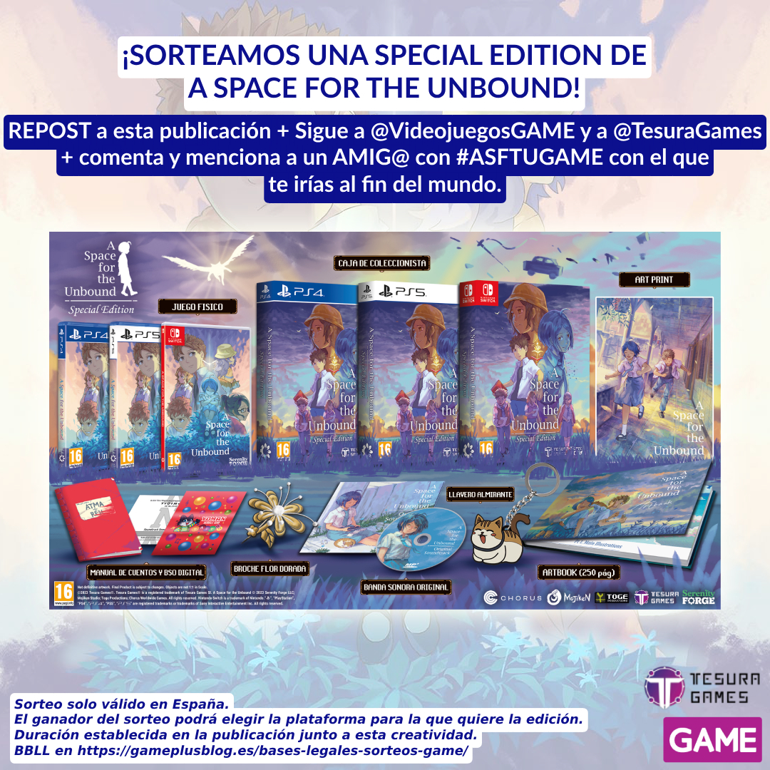 🪐 ¡Sorteamos una SPECIAL EDITION de A SPACE FOR THE UNBOUND! 🪐

🔁 REPOST.
👥 Sigue a @videojuegosGAME y <a href="/TesuraGames/">Tesura Games 👾</a>.
💬 Menciona a un AMIG@ con #ASFTUGAME con el que te irías al fin del mundo.
⏱ Hasta el 17 de mayo a las 23:59.

Consíguelo en GAME ➡ ow.ly/5BKX50RAgnX