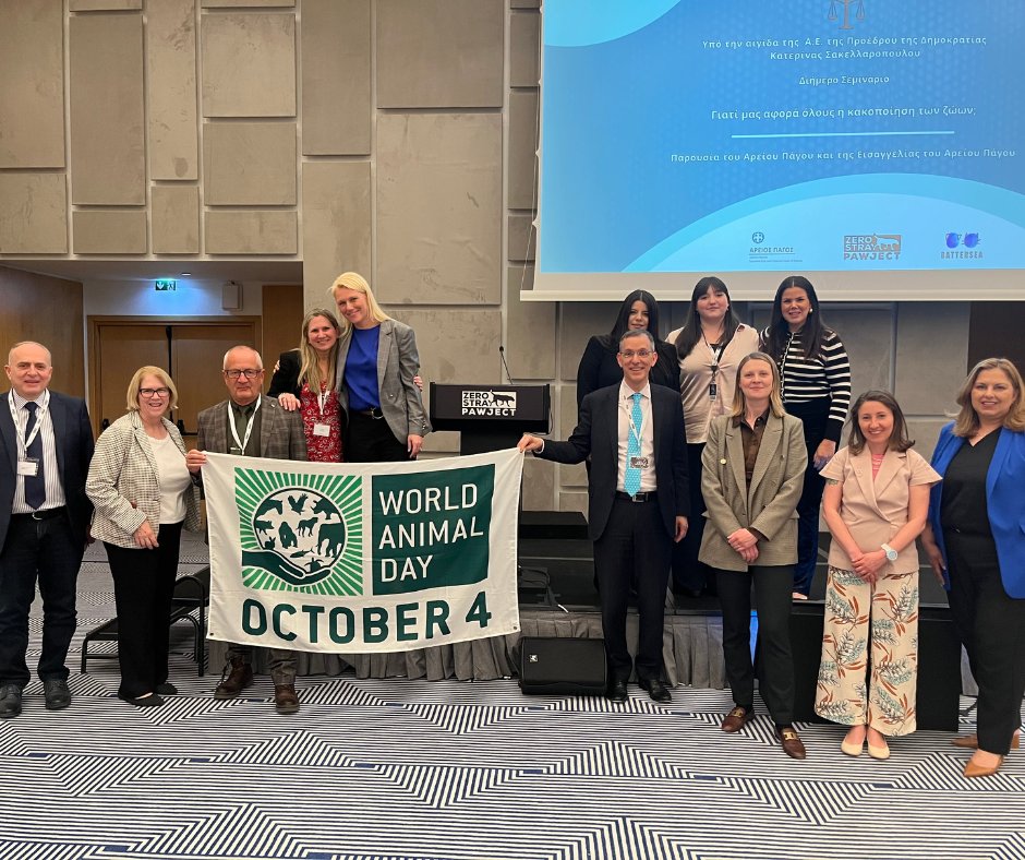 Mark was in Athens this wknd to speak at a conference for prosecutors & lawyers: ‘Why should we all be concerned about animal abuse?’ Thanks to #ZeroStrayProject & @Battersea_ for arranging it & for their work tackling roaming animal populations in Greece. worldanimalday.org.uk/case-study-zer…