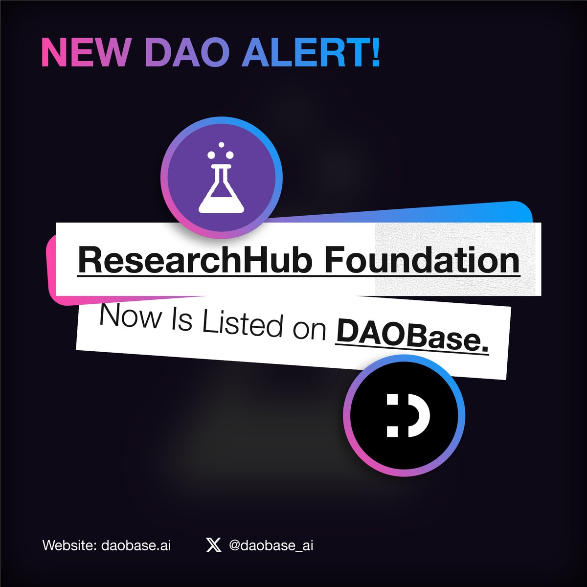 𝗡𝗲𝘄 𝗗𝗔𝗢 𝗔𝗹𝗲𝗿𝘁 🎉 @ResearchHubF is now listed and verified on DAOBase ✅ The ResearchHub Foundation is a global DeSci community that aims to align incentives in academia, making science more open and collaborative 🧪 Discover more at: daobase.ai/dao/ResearchHu…