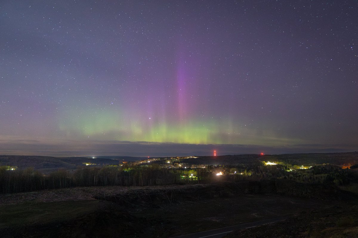 Sunday night’s aurora over Penniac NB. May 13, 2024 – 12:46am #aurora #auroraborealis #northernlights