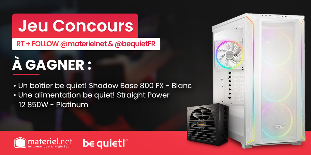 materielnet's tweet image. 🎁 𝐂𝐎𝐍𝐂𝐎𝐔𝐑𝐒 #GeekDaysLille 🎁

Un duo de compos irrésistible vous tend les bras ! 🤩

RT + Follow @materielnet &amp;amp; @bequietFR pour tenter de le gagner 🤞

🎰 TAS 27/05
📋 matnet.tech/3y9ePtN
🍀 Bonne chance !