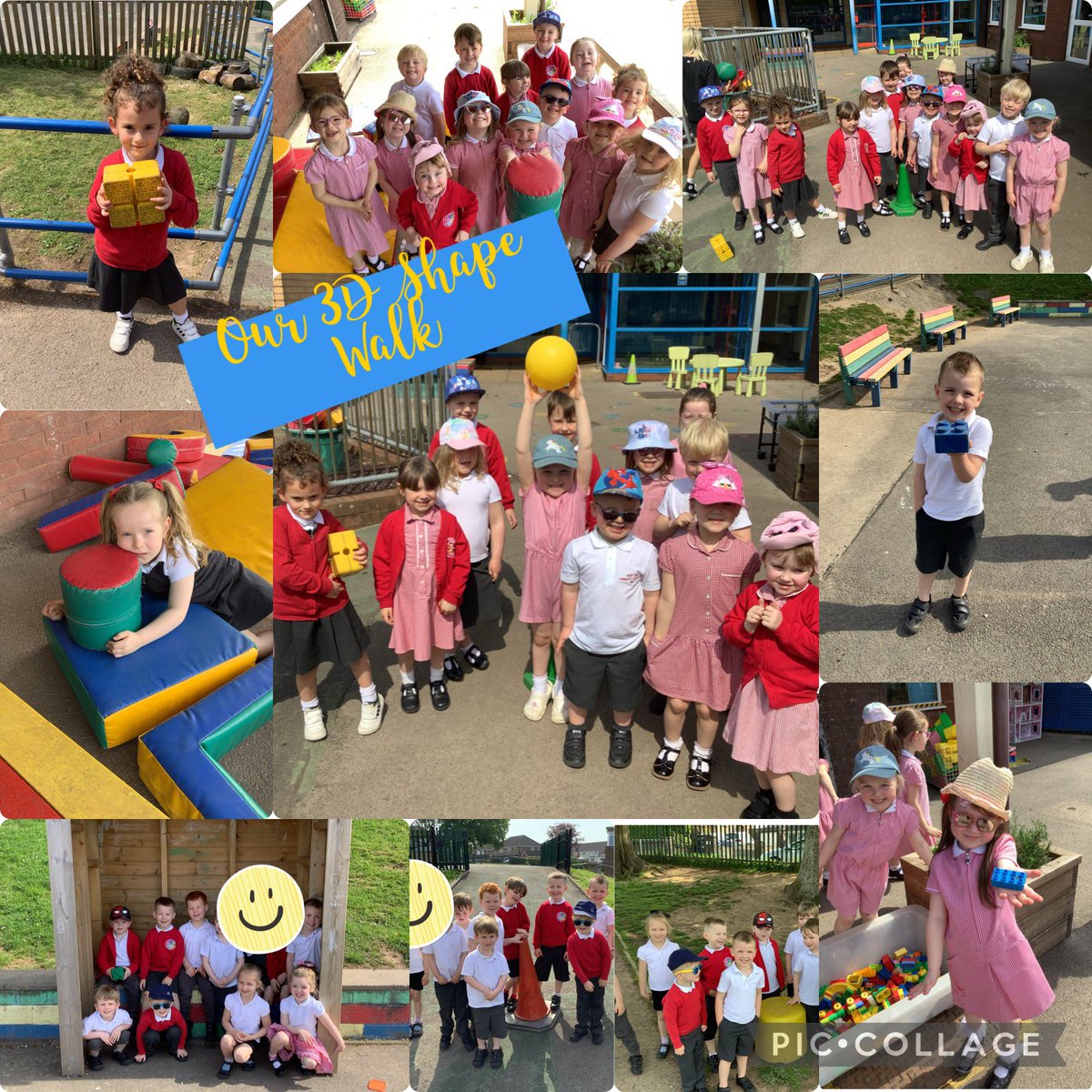 Dosbarth Mrs Saunders and Mrs Glynn have been learning about 3D shapes. We took the opportunity to enjoy the sunshine and we walked around our outdoor environment to try and find some! ☀️