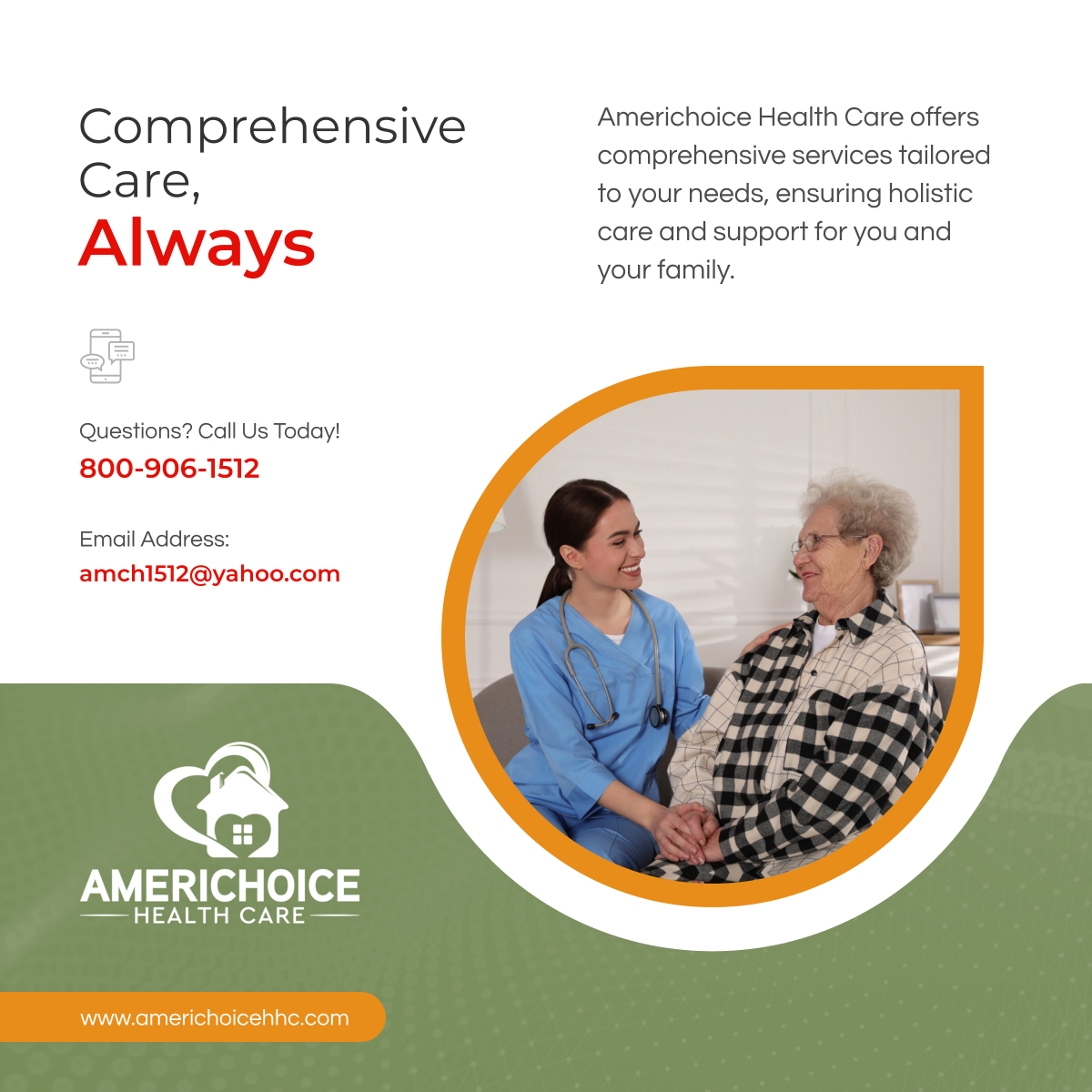 Experience comprehensive care and support with Americhoice Health Care. Let us be your partner in health and wellness.

#HomeHealthCare #NorthbrookIL #ComprehensiveCare