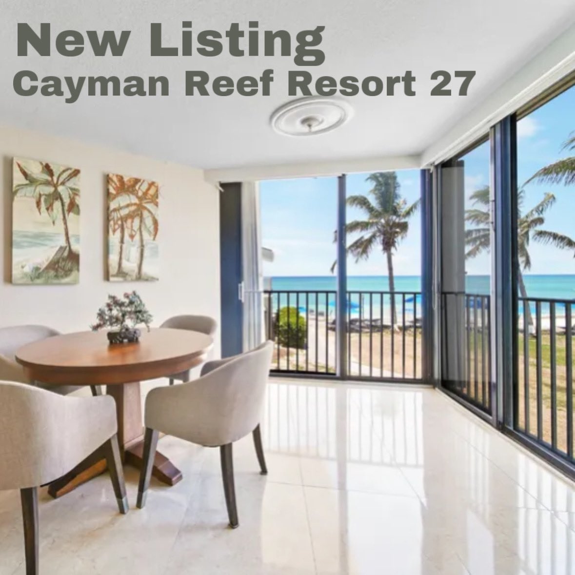 Cayman Reef Resort

Discover your Island paradise with this 3bdrm beachfront condo

Steps from the sand & located along Seven Mile Beach

Member of CIREBA
MLS # 417623

#NewListing #Caribbean #Condo #Scuba #Snorkel 
#CaymanRealEstate #caymansothebysrealty #caymanislandsrealestate