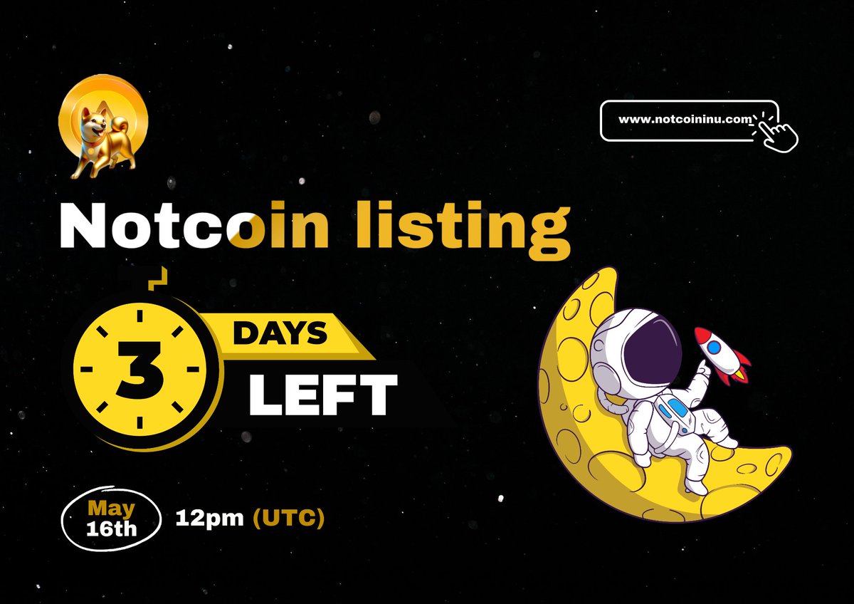 Over 35million people are anticipating @thenotcoin listing. You can track the listing time here in realtime 🚀 notcoininu.com/countdown/