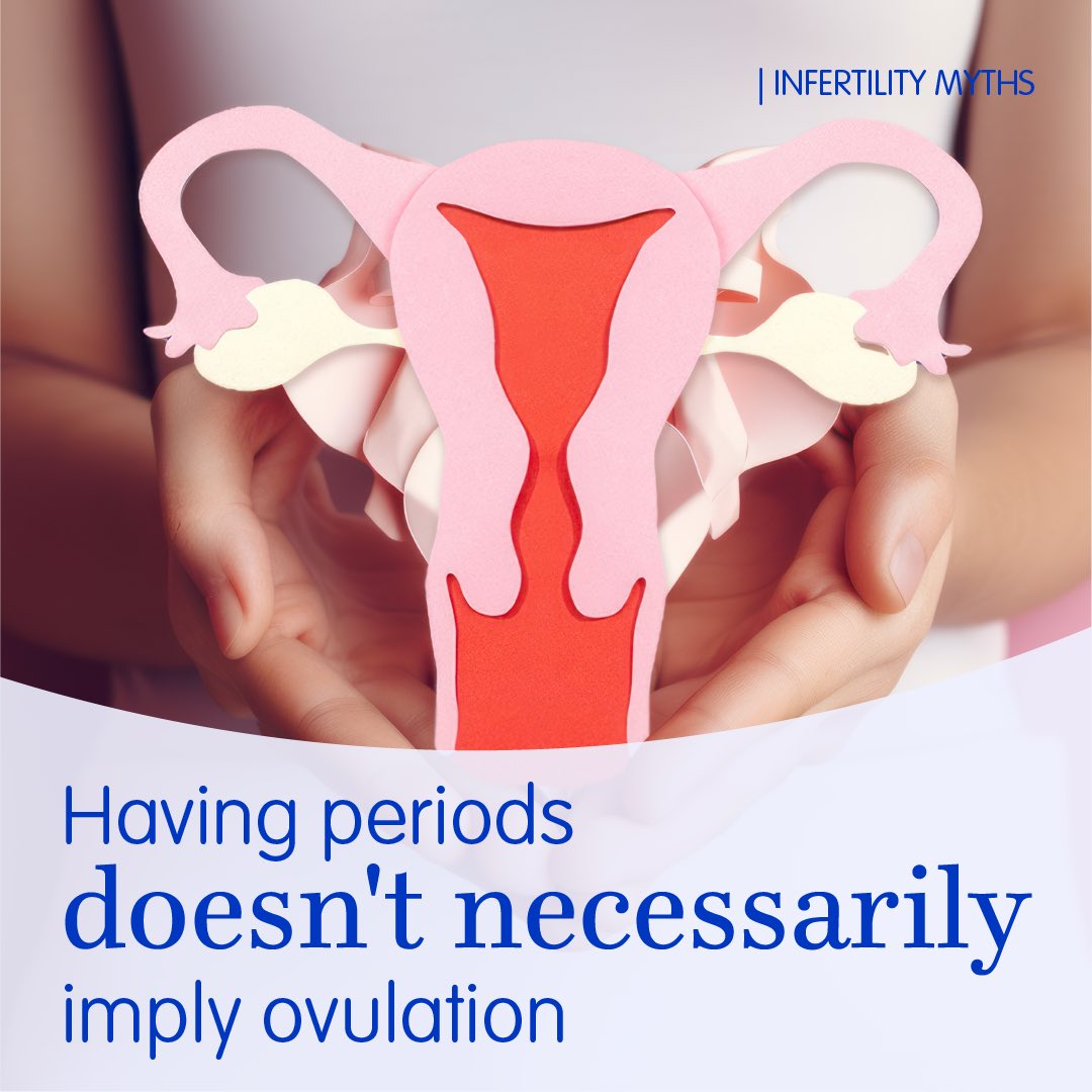 Fact: Although the absence of a period may be a sign of anovulation, the presence of a menstrual cycle doesn’t necessarily mean you are experiencing ovulation.Irregular or infrequent periods can be a sign of anovulation.

#pcos #fertility #mythsandfacts