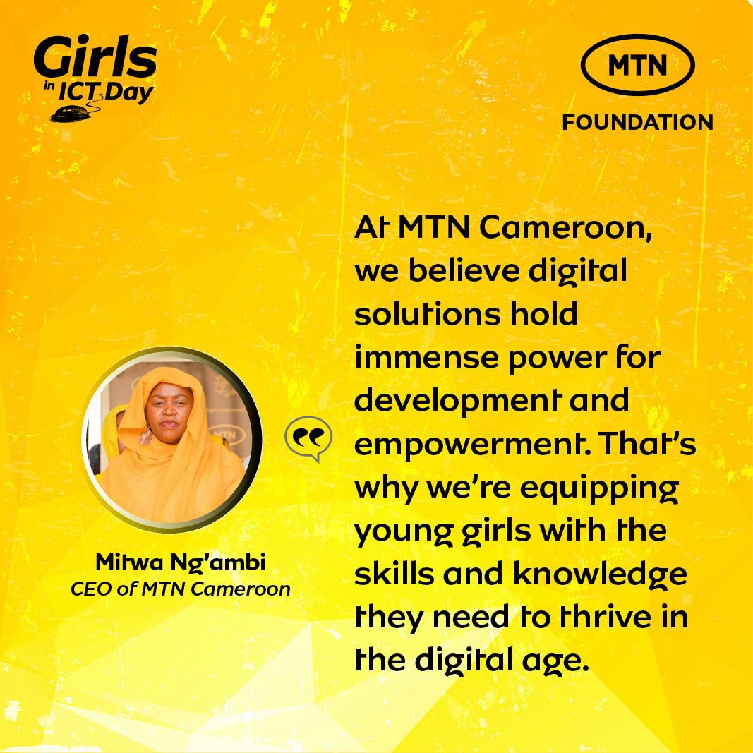 .@MTNCameroon CEO @mkngambi, championed the #GirlsinICTDays celebration and equipped young girls with the knowledge she has gained from her experience as a female tech leader. #DoingForTomorrowToday