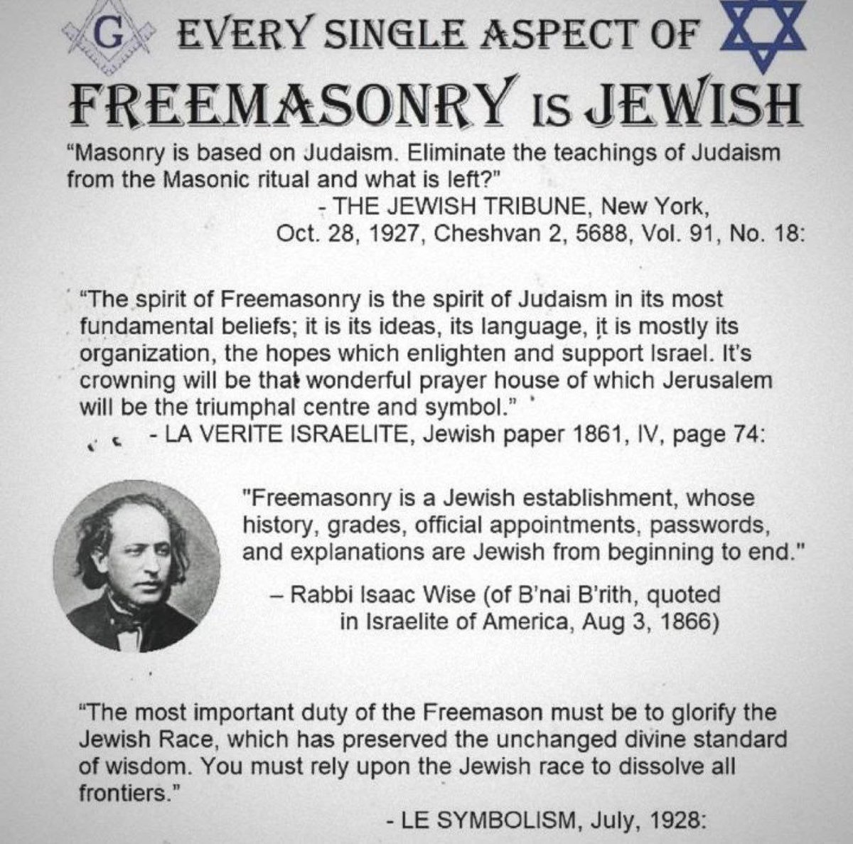 Every single aspect of Freemasonry is jewish

Masons are our enemy