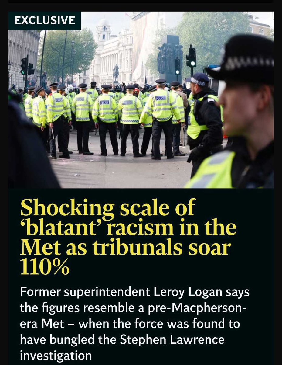 Excl: Racism is getting worse in Britain’s biggest police force, police leaders have warned, as new figures reveal that Met Police tribunals for racial discrimination have soared by 110% in a year. My latest story w/ @AmyClareMartin nz.news.yahoo.com/revealed-shock…