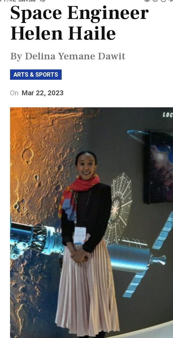 Eritrean Aerospace Engineer Helen Haile graduated with a BSc in Aeronautical,an MSc in Aerospace & MRes/MSc in Space Systems Engineering. She is currently working at the European Organization for Nuclear Research (CERN) in Geneva & is researching on Space science field in Eritrea