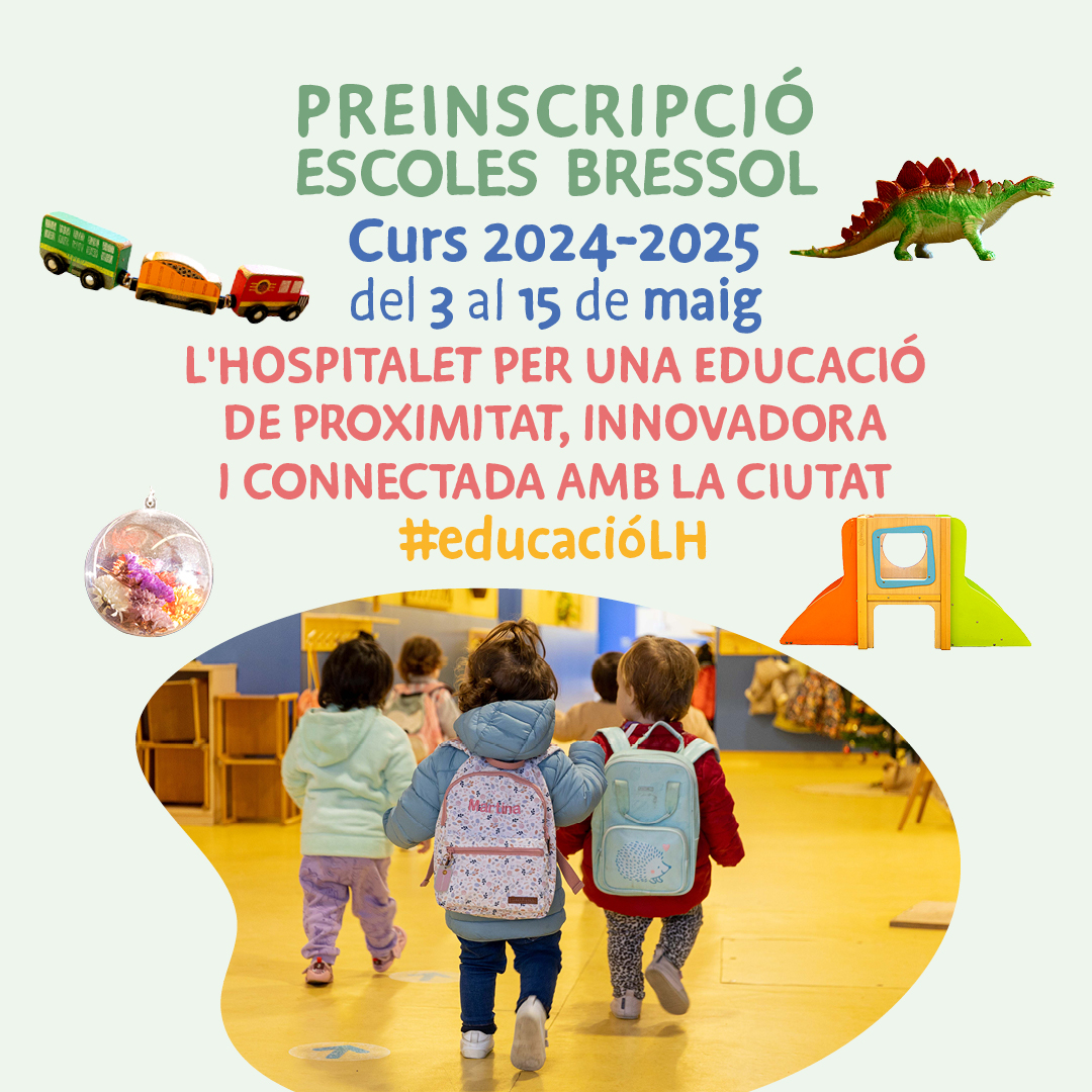 🎒Recordeu que està oberta la preinscripció per al curs 2024-2025 de les 16 escoles bressol públiques i finançades amb fons públics de #LHospitalet! 🔴🔴🔴fins demà, 15 de maig 🖥️ telemàtica 👥presencial (cita prèvia) +info: tuit.cat/aM612 #EducacióLH