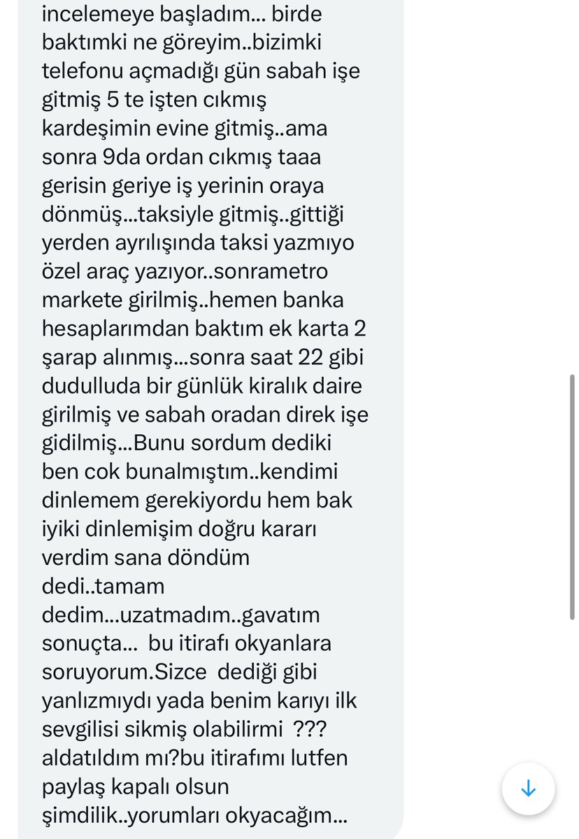 eşinin aldattığını düşünen takipçim. yorumları okuyacağını belirtti