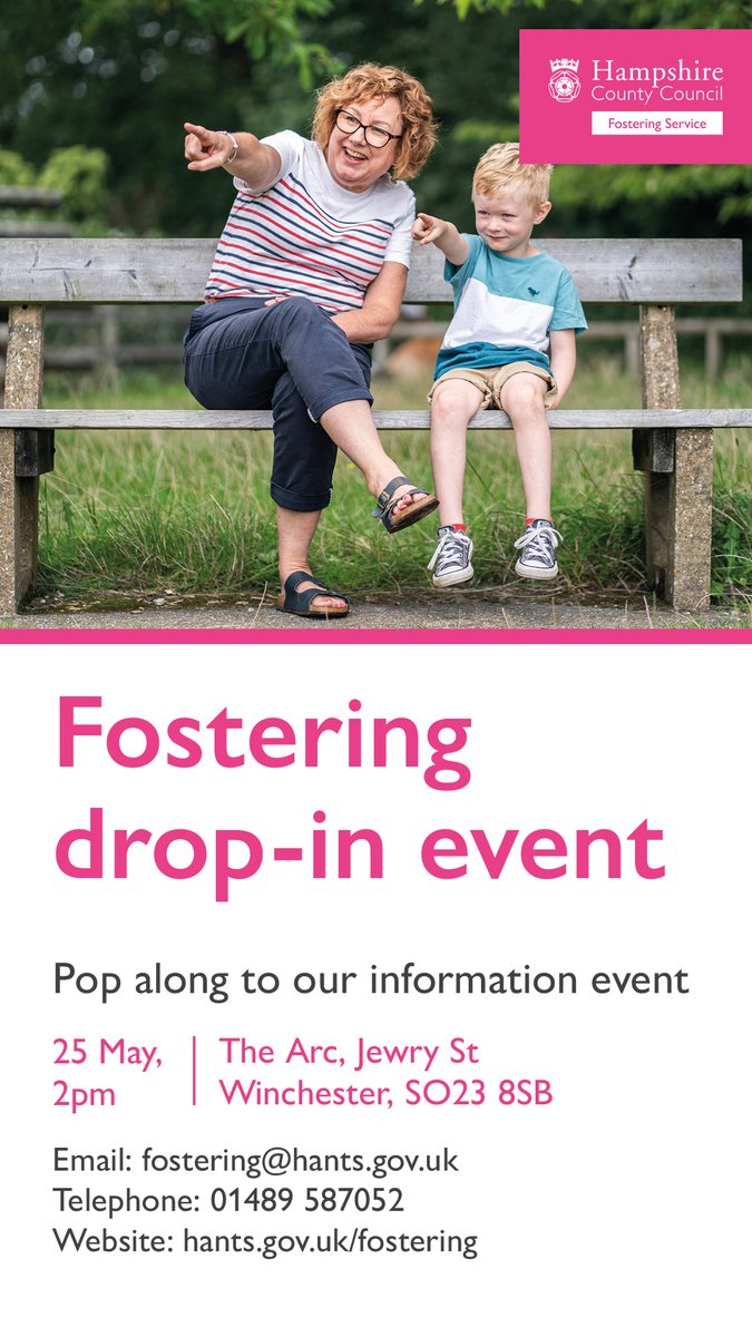 Discover unique benefits, training, and support of being a foster carer. Come along to Winchester at the ARC on 25 May, 2-4pm to find out more. #Fostercarefortnight #fosteringhampshire #fosteringmoments