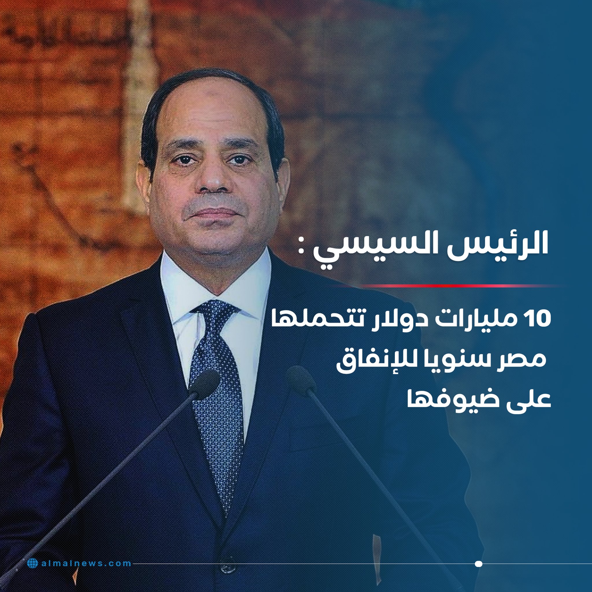 الرئيس السيسي: 10 مليارات دولار تتحملها مصر سنويا للإنفاق على ضيوفها 